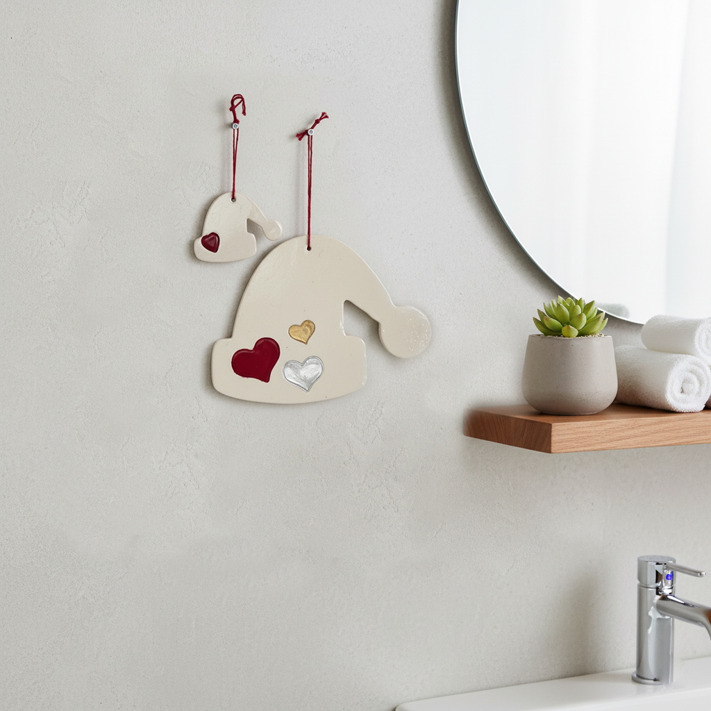 duvar süsü | şapka (beyaz, kalp)