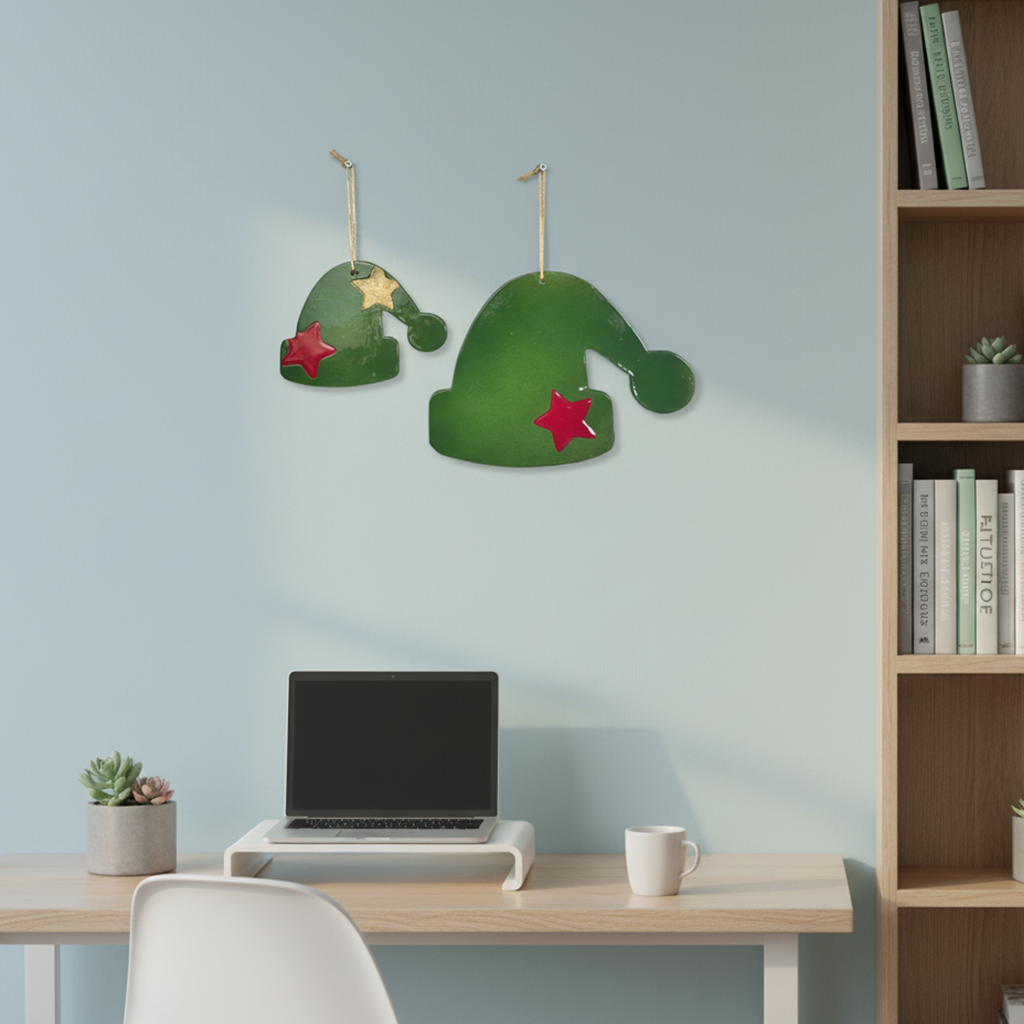 duvar süsü | şapka (yeşil, yıldız)