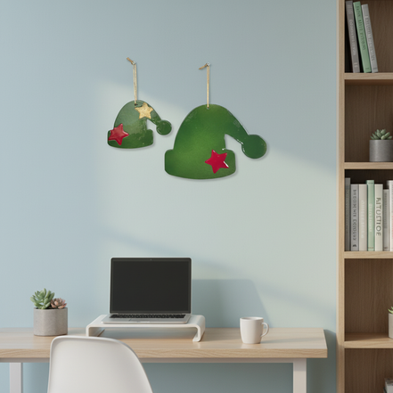 duvar süsü | şapka (yeşil, yıldız)