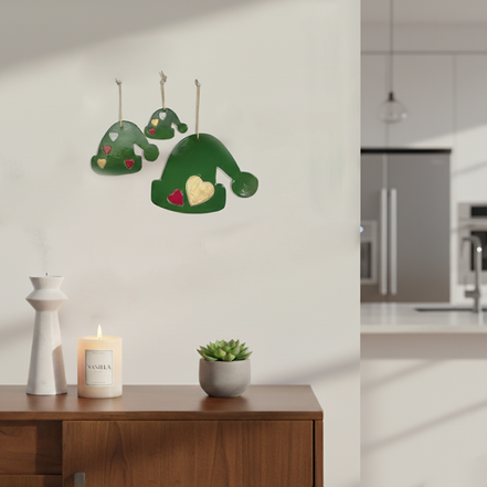 duvar süsü | şapka (yeşil, kalp)