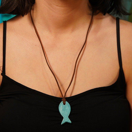 kolye | balık (mat turkuvaz)